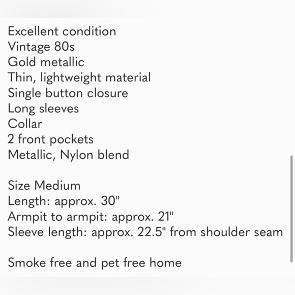 Francine Browner Metallic Blazer Gold Vintage 80s - Picture 5 of 5